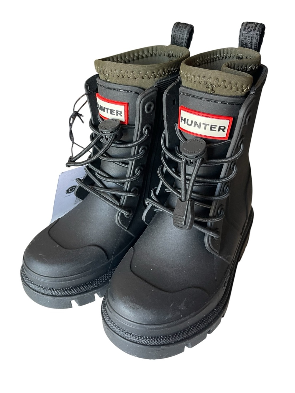 HUNTER Kids' Stamp Waterproof Lace-Up Rain Boot (little kids, toddler, walker)